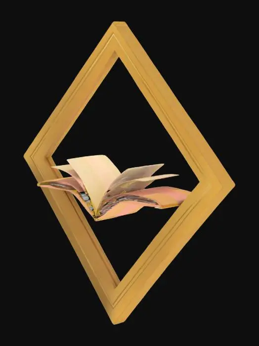 3D model for Diamond style border, edges like a coin, Open Book in the middle a icon for the thirst of open source knowledge , #emblem#