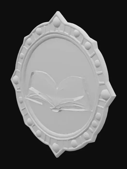 3D model for Diamond style border, edges like a coin, Open Book in the middle a icon for the thirst of open source knowledge , #emblem#