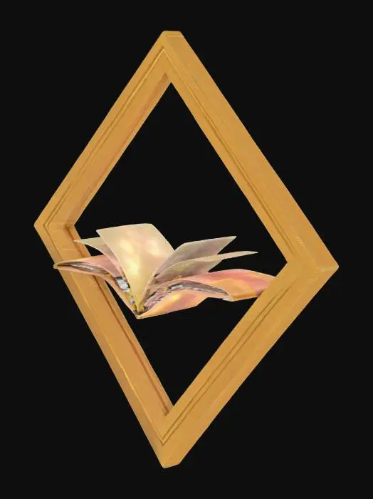 3D model for Diamond style border, edges like a coin, Open Book in the middle a icon for the thirst of open source knowledge , #emblem#