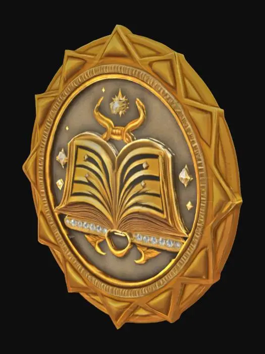 3D model for Diamond style border, edges like a coin, Open Book in the middle a icon for the thirst of open source knowledge , #emblem#