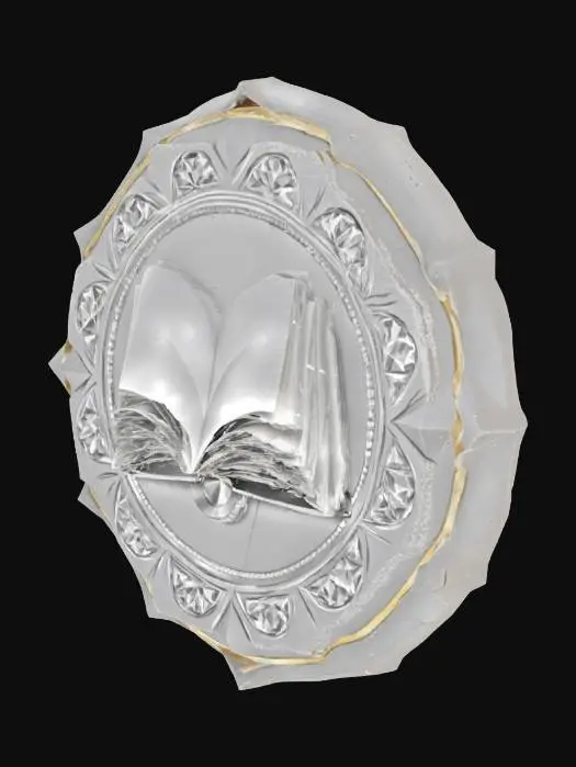 3D model for Diamond style border, edges like a coin, Open Book in the middle a icon for the thirst of open source knowledge , #emblem#