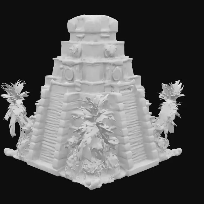 3D model for [Mexico] Mayan temple scene deep in the jungle, ancient stone pyramid with glowing mystical symbols, lush detailed foliage, carved stone idols, symmetrical solid geometry, high-resolution printable mesh #AroundTheWorld#
, #AroundTheWorld#