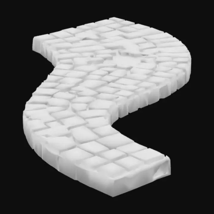 3D model for The yellow brick road is a carefully laid path of sun-colored bricks, each one slightly irregular in shape, giving the road a hand-crafted, aged charm. The bricks are warm gold with subtle variations—some leaning toward ochre, others glinting like polished amber in the light. They fit snugly together, forming a smooth but gently undulating surface that reflects the light in shifting patterns as you move.

The edges are softened by time, with a few cracked corners or weathered chips hinting at long use. Fine lines of moss or grass sometimes creep between the bricks, adding a touch of green that contrasts with the vibrant yellow. The road itself curves and flows naturally with the landscape, winding through hills or cutting across open fields.
