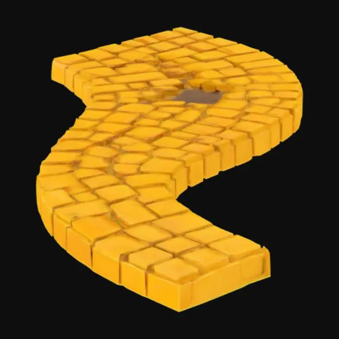 3D model for The yellow brick road is a carefully laid path of sun-colored bricks, each one slightly irregular in shape, giving the road a hand-crafted, aged charm. The bricks are warm gold with subtle variations—some leaning toward ochre, others glinting like polished amber in the light. They fit snugly together, forming a smooth but gently undulating surface that reflects the light in shifting patterns as you move.

The edges are softened by time, with a few cracked corners or weathered chips hinting at long use. Fine lines of moss or grass sometimes creep between the bricks, adding a touch of green that contrasts with the vibrant yellow. The road itself curves and flows naturally with the landscape, winding through hills or cutting across open fields.
