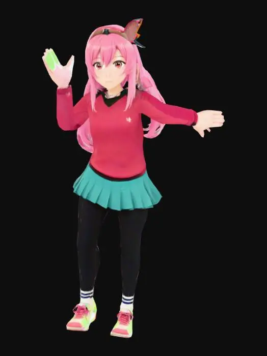 3D model for anime holding a padel racket