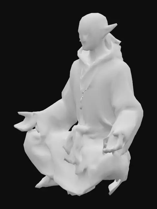 3D model for can you create a half elf male monk miniature for dnd. could you have him meditating. He has NO weapons and only fights with his fists