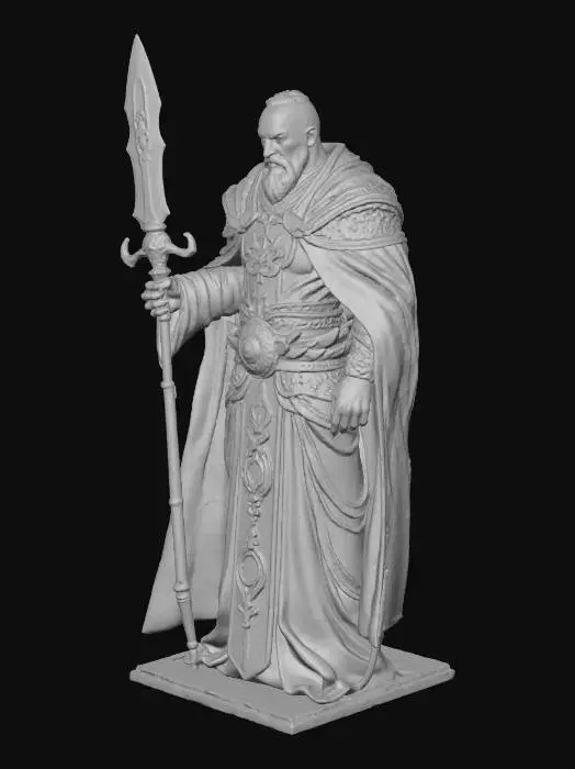 3D model for Generate a 3d image of a warhammer 40K astropath pysker holding a sword with a 12 mm square base.