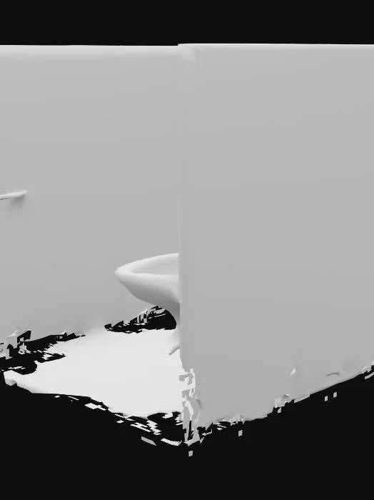 3D model for Generate a collection of 3D models for a highly disgusting and neglected toilet/bathroom area within a derelict mental asylum, in a PlayStation 2 era Silent Hill / Resident Evil psychological horror style.
The models should embody extreme filth, decay, and misuse. Focus on creating distinct silhouettes suitable for a lower polycount aesthetic, where textures will later emphasize the grime.