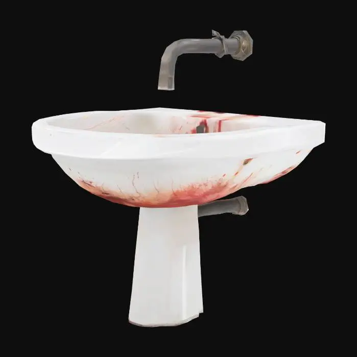 3D model for dirty bloody bathroom sink