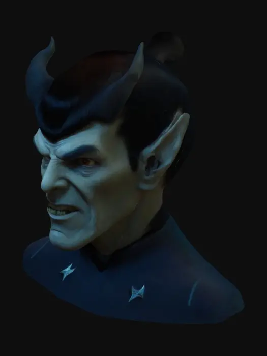3D model for Necesito que me hagas una animación, transformando al capitán spok de star treck en un demonio espeluznante, aproximximandamente 5 segundos