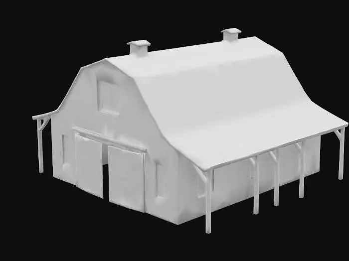 3D model for Red Barn Structure (LOw poly)
