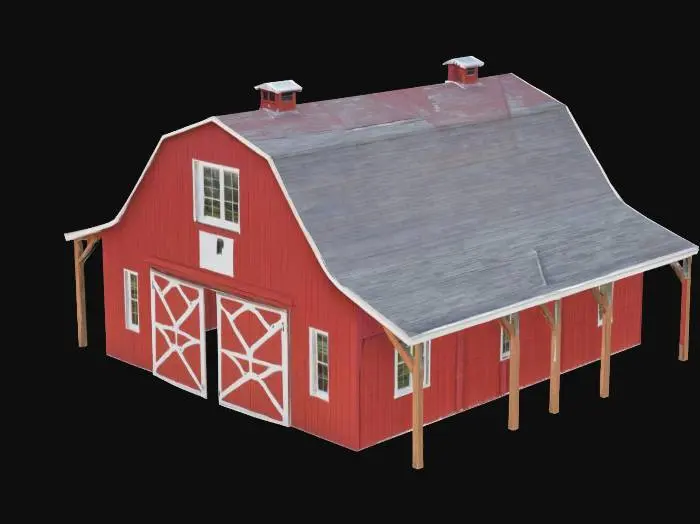 3D model for Red Barn Structure (LOw poly)