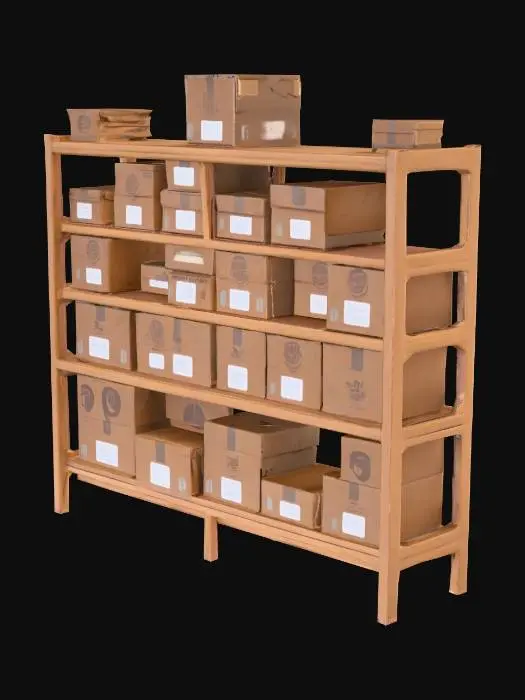 3D model for shelf with boxes