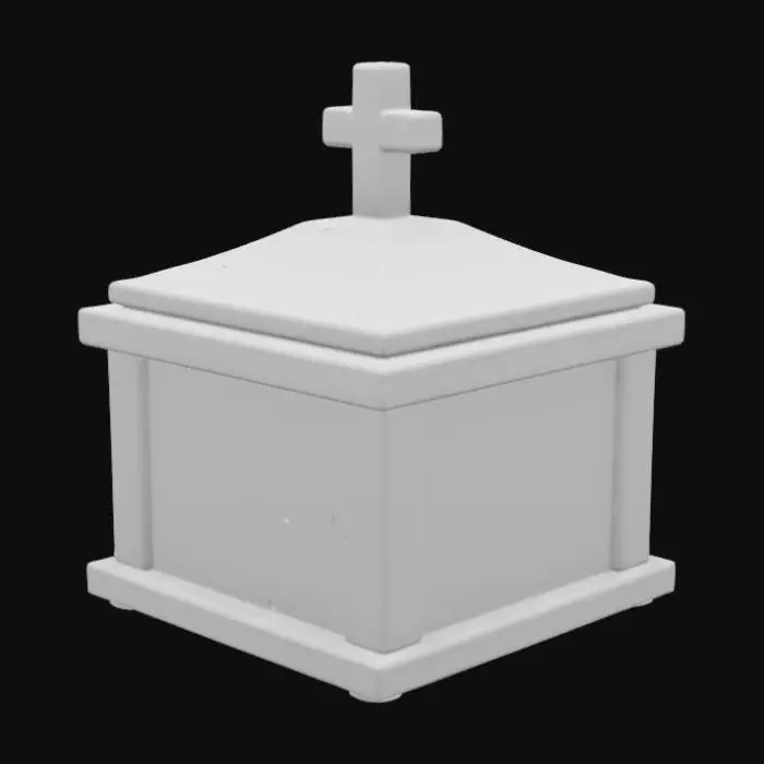 3D model for a kawaii wooden casket with cute out for a cross laying down