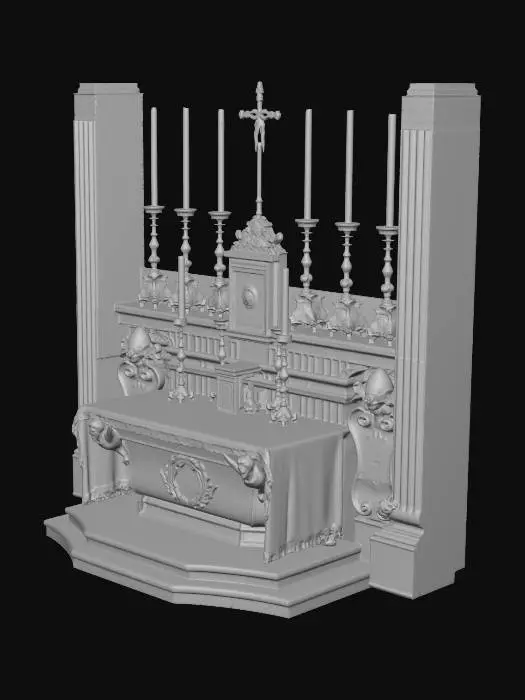 3D model for Crucifix and Candles at the Marble Altar