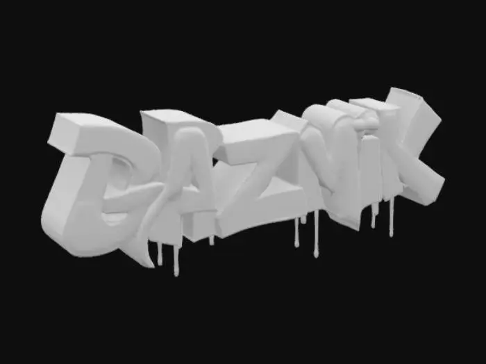 3D model for Realistic and accurate Bold 3D graffiti Text "DREW GAZMIK"