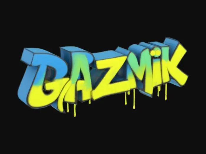 3D model for Realistic and accurate Bold 3D graffiti Text "DREW GAZMIK"