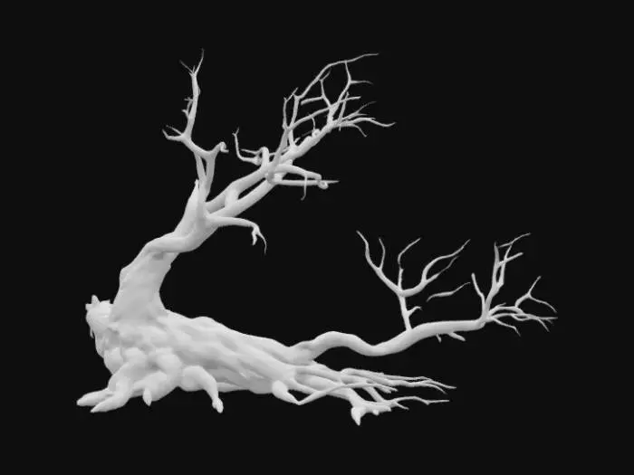 3D model for realistic fallen dead leafless tree, should be low poly

