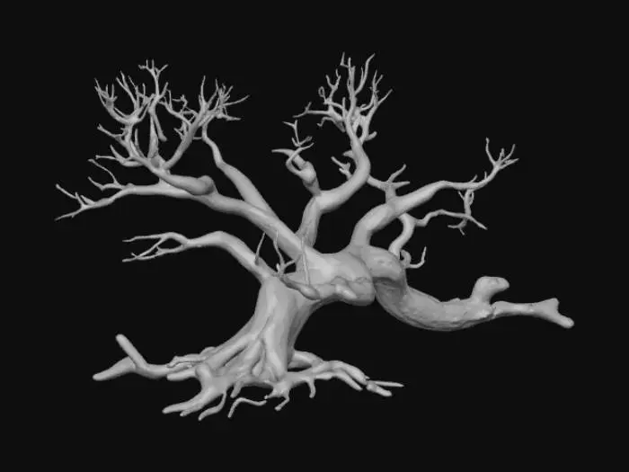 3D model for realistic fallen dead leafless tree
