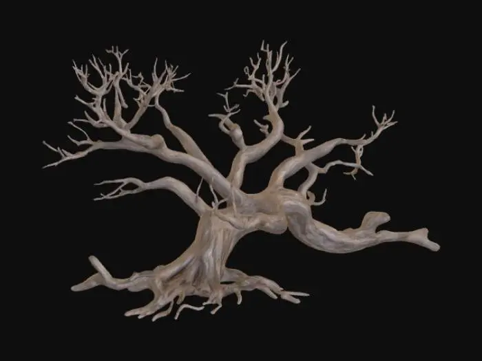 3D model for realistic fallen dead leafless tree
