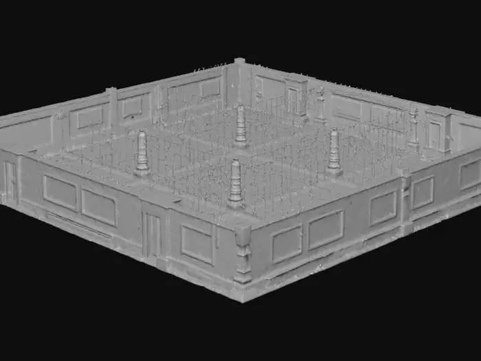 3D model for Thriller Video Scene. Red Brick Building with Red Brick wall. Streets and light posts with proper power lines. should be a large scene