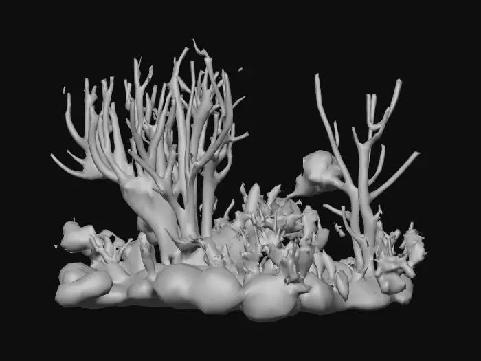 3D model for Anime art tyle coral reef with sharp and simple geometry 