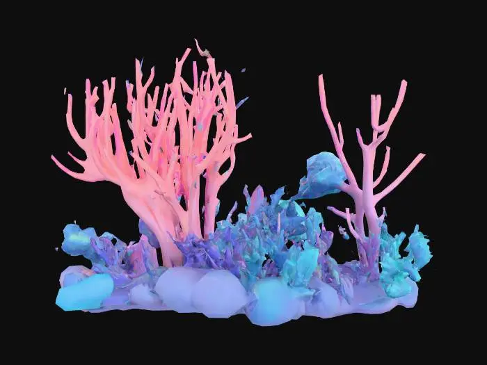 3D model for Anime art tyle coral reef with sharp and simple geometry 