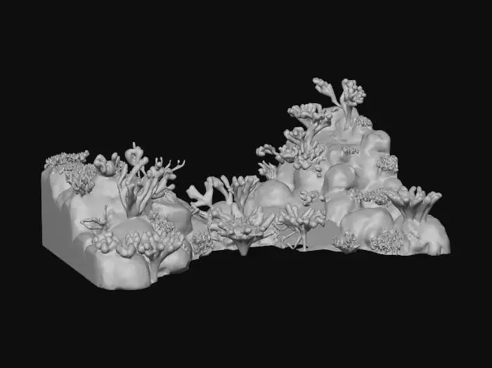 3D model for Anime art tyle coral reef with sharp and simple geometry 