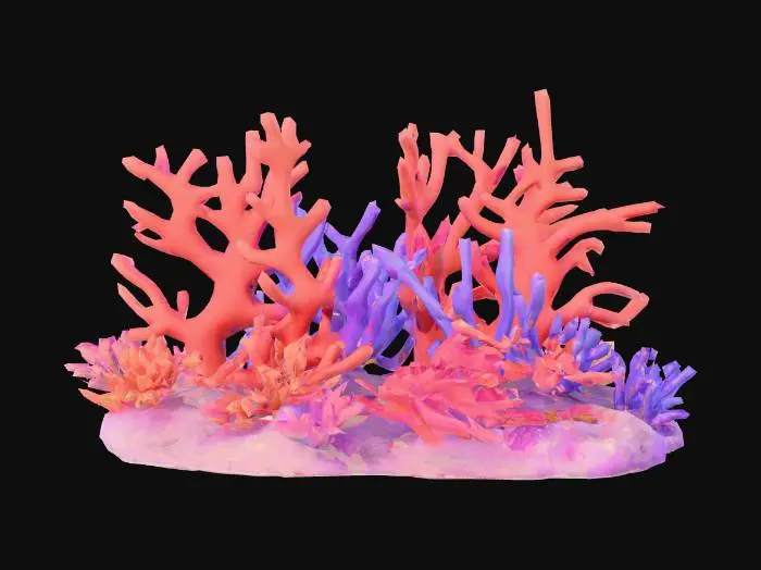 3D model for Anime art tyle coral reef with sharp and simple geometry 