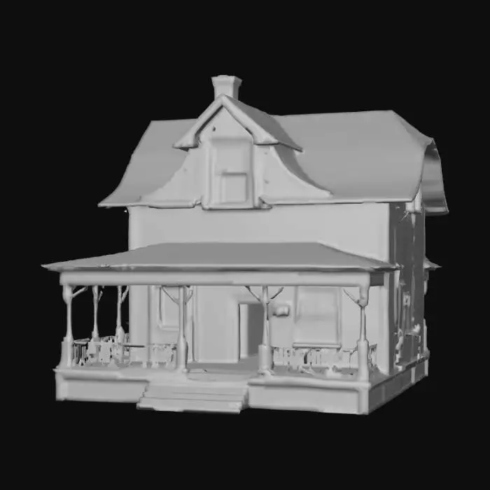 3D model for OLD large Enterable house, open door, open windows, wrap around porch, High poly rendering, HDR textures, 8K details

