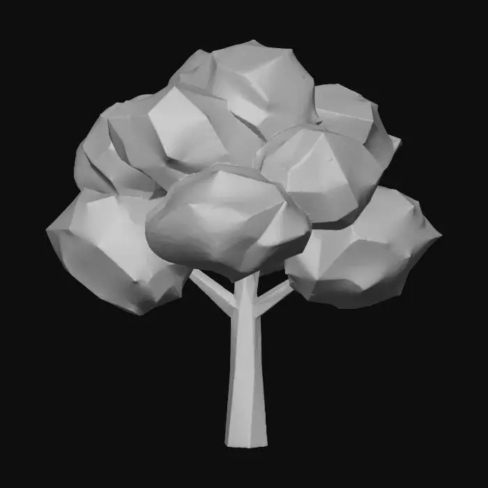 3D model for low poly Ghibli anime art style leafy tree