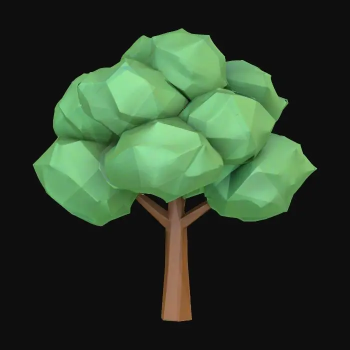 3D model for low poly Ghibli anime art style leafy tree