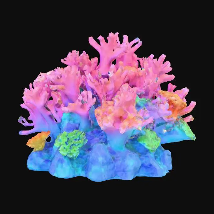3D model for Anime art tyle coral reef with sharp and simple geometry 
