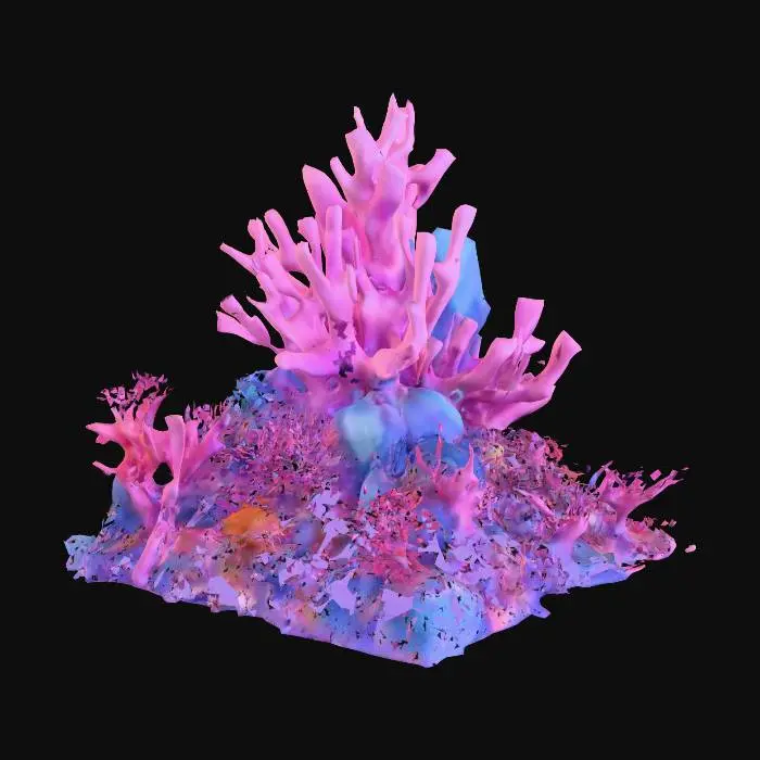 3D model for Anime art tyle coral reef with sharp and simple geometry 