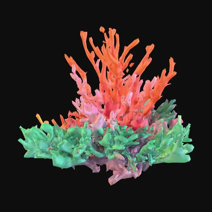3D model for Anime art tyle coral reef with sharp and simple geometry 