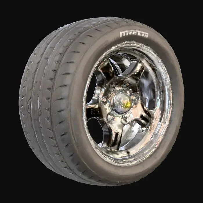 3D model for 15 inch 3 piece steel rim with Pirelli tire