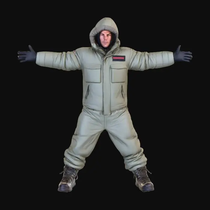 3D model for high definition Man in polar military snow suit