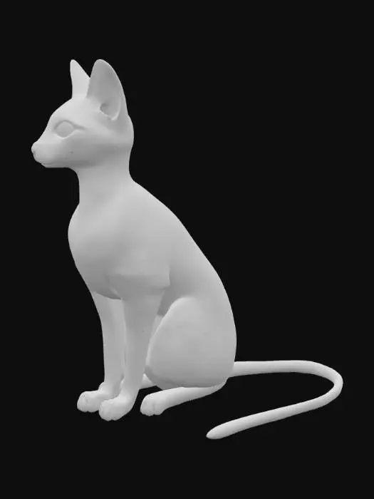 3D model for 3D model of a realistic Bengal cat sitting in a relaxed, symmetrical pose. One pair of legs forward, tail curved neatly around body. Clear symmetry. Single pair of medium-sized ears. Correct anatomy. Head forward-facing, single pair of normal-sized eyes, clean proportions, no extra limbs, no extra features. Smooth, accurate Bengal cat body shape. No distortion, no holes, fully enclosed clean geometry. Ready for painting. Neutral face, no open mouth. Ears, eyes, nose in correct places. Avoid duplication or mirrored errors. Balanced, proportionate build.