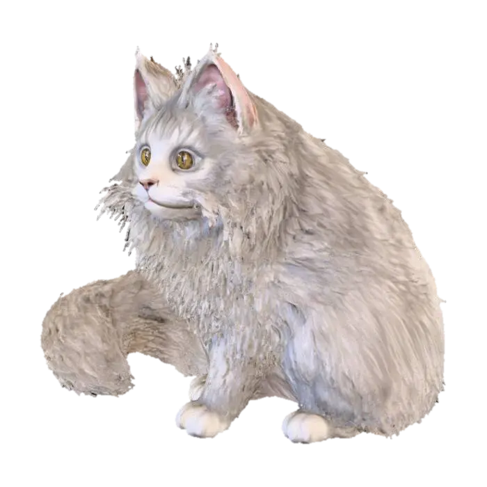 mainecoon cat, huge size, Hyper realistic 3D model, vytvořený pomocí AI