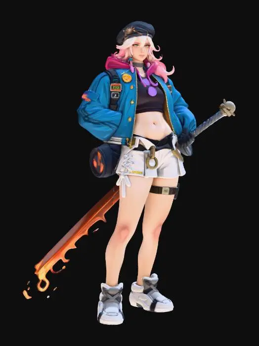 3D model for Warrior in Blue Jacket