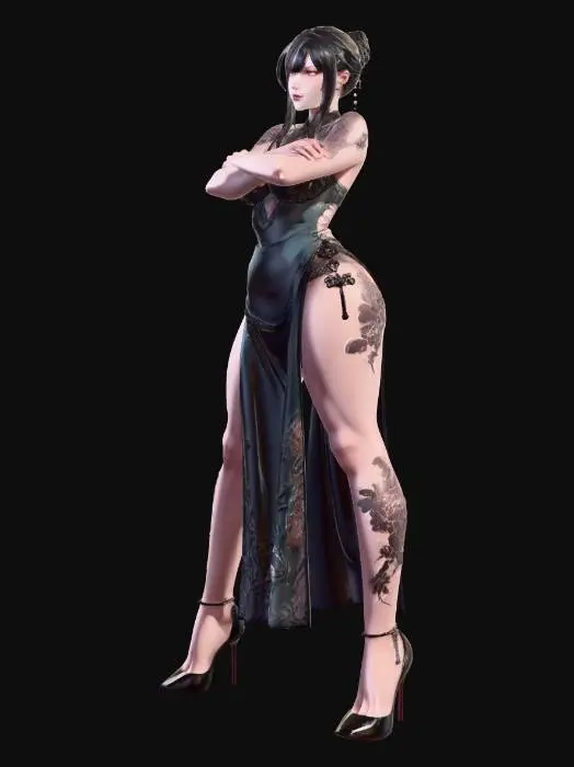 3D model for Midnight Silk and Inked Petals