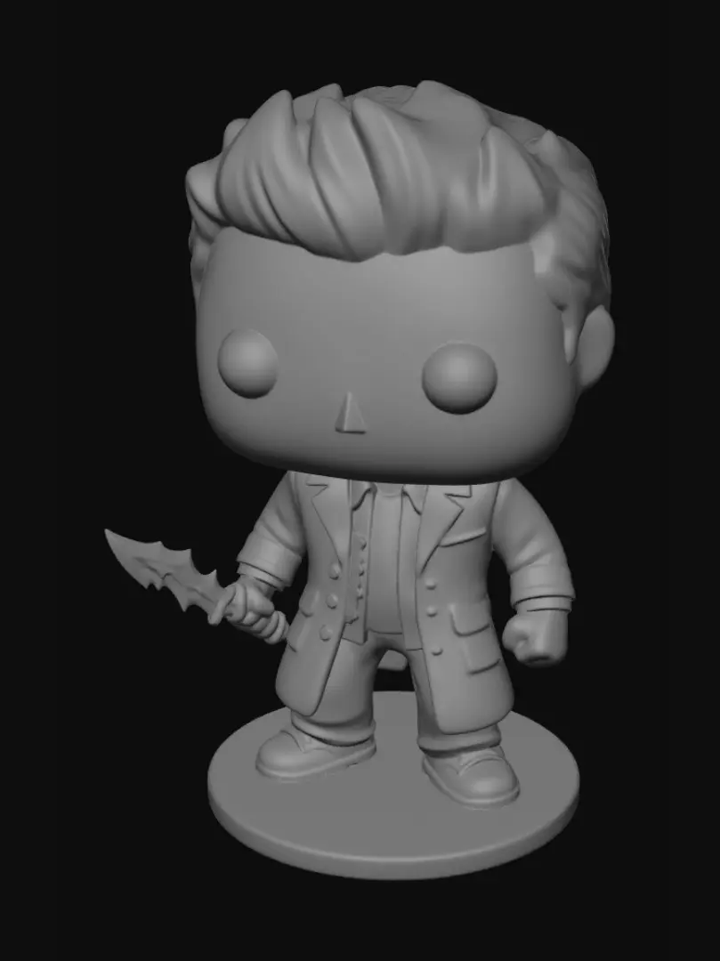 3D model for Dean Winchester from supernatural as a funko pop figure with the first blade in his hand