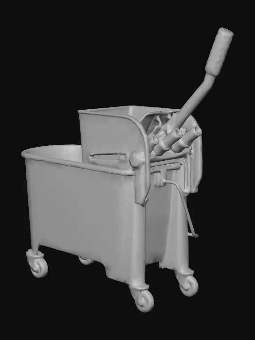 3D model for Yellow Mop Bucket with Wringer