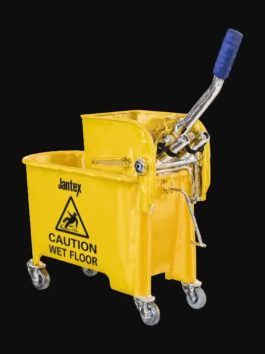 3D model for Yellow Mop Bucket with Wringer