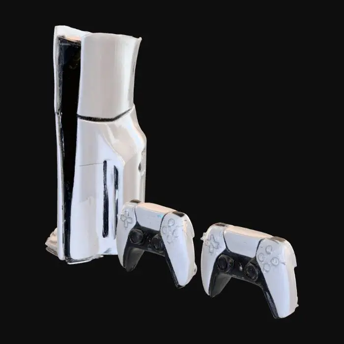3D model for PlayStation 5 with DualSense Controllers on a wall