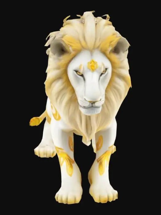 3D model for white lion with golden tato