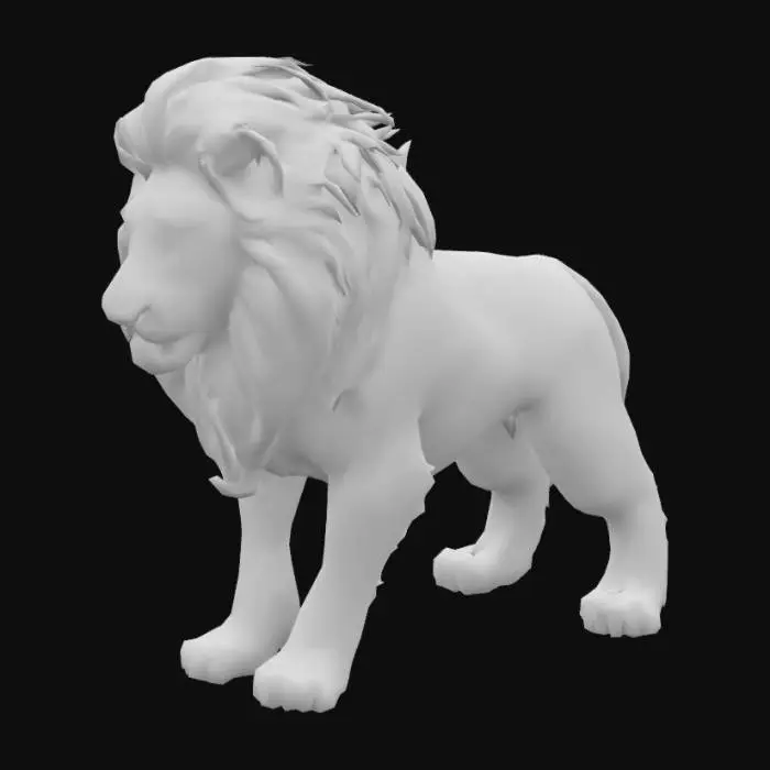 3D model for white lion with golden tato