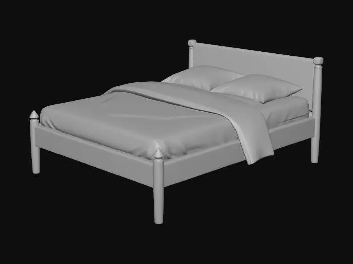 3D model for Make me a simple bed in the style of a 70's suburb house