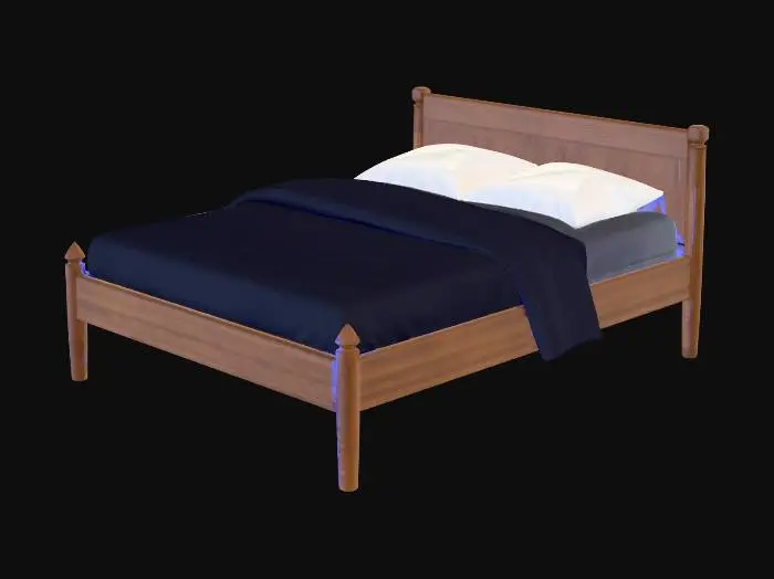 3D model for Make me a simple bed in the style of a 70's suburb house
