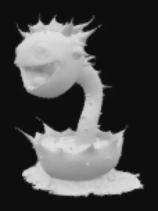 3D model for #garden#, A lovely atrium with some sort stuffed animal looming of scifi adorably terrifying snapragon Venus flytrap carnivorous plantlife eating the human horticultural expert who had been studying and feeding them scraps of animal from a pail. Both organic and stuffed animal like, all adorable and gory, #garden#